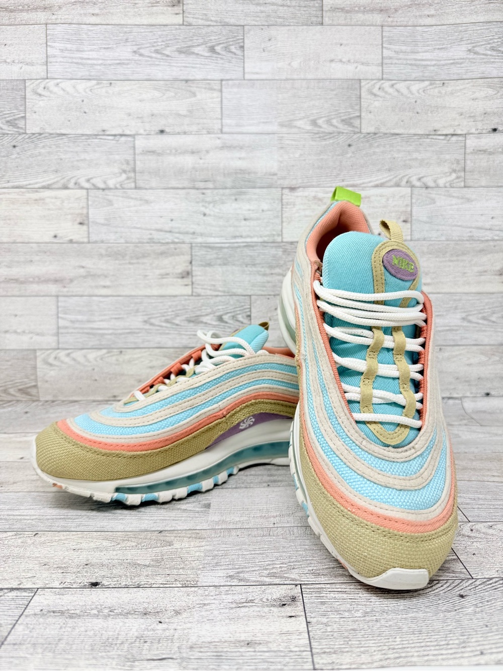 Nike Air Max 97 SE GS Sun Club Copa Sail Wheat Grass DQ-4126-400 7Y-8.5 Woman - Picture 2 of 11